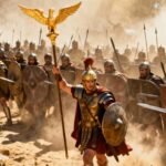 powerful medium shot shows Roman legio